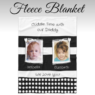 Couverture Polaire Daddy cuddle time 2 photos noms blanc noir