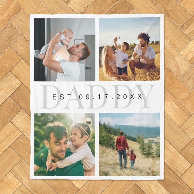 Couverture Polaire Daddy Modern Fête des pères Photo Collage (Créateur téléchargé)