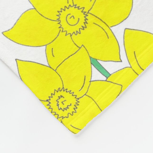 Couverture Polaire Daffodiles Jaunes Fleurs de printemps Bunch Floral (Coin)