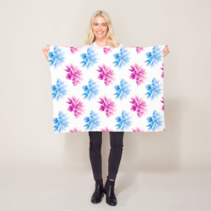 Couverture Polaire Dahlia Rose, Dahla Bleue, Motif Floral, Fleurs
