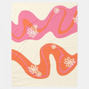Couverture Polaire Daisy Groove - Rose, orange et crème