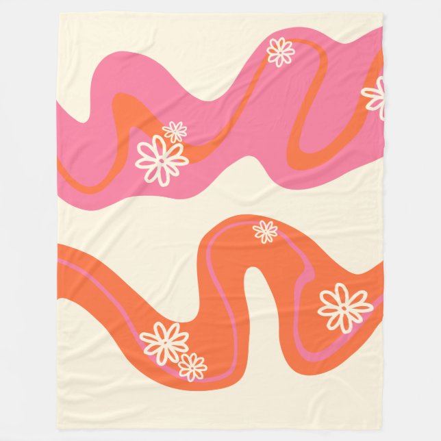 Couverture Polaire Daisy Groove - Rose, orange et crème (Devant)