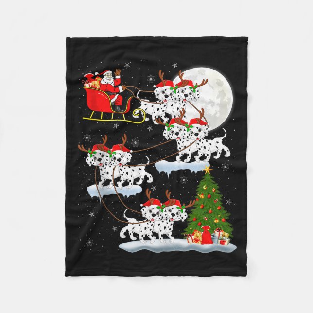 Couverture Polaire Dalmatian Dog Santa Sleigh Flying Funny Magical Ch (Devant)