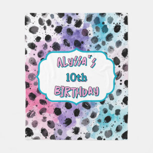 Couverture Polaire Dalmatie Spots Pastel Aquarelle Anniversaire