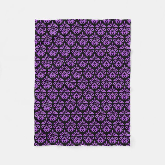 Couverture Polaire damas gothique noir et violet (Devant)