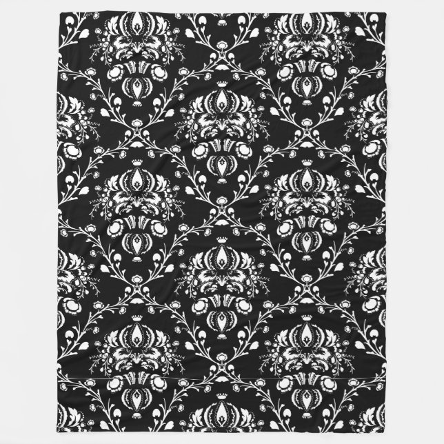 Couverture Polaire Damas noir et blanc (Devant)