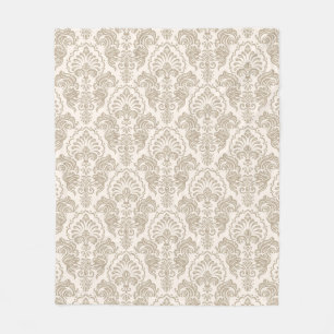 Couverture Polaire Damassé florale Brown de cru