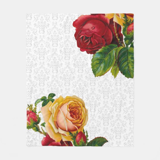 Couverture Polaire Damassé gris-clair élégante florale (Devant)