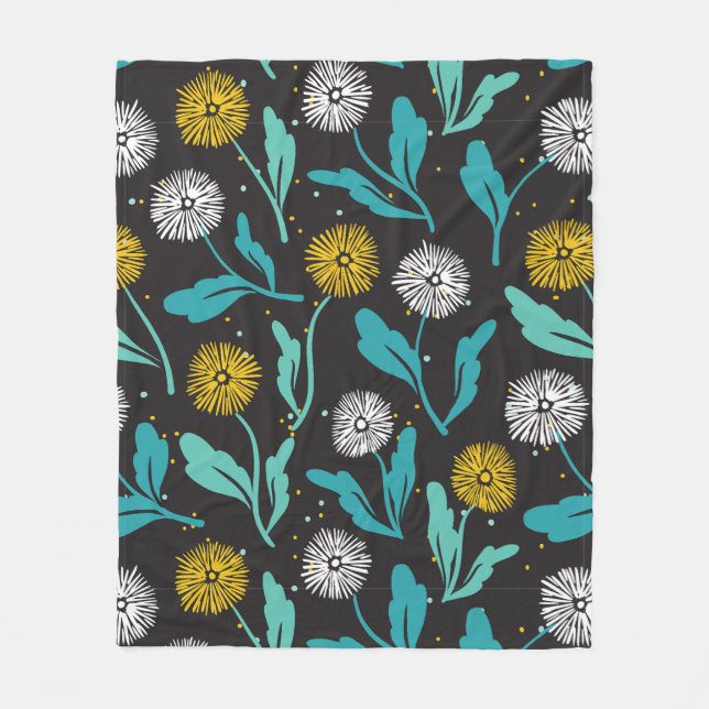 Couverture Polaire Dandelion de printemps Fleurs et design Feuille (Devant)