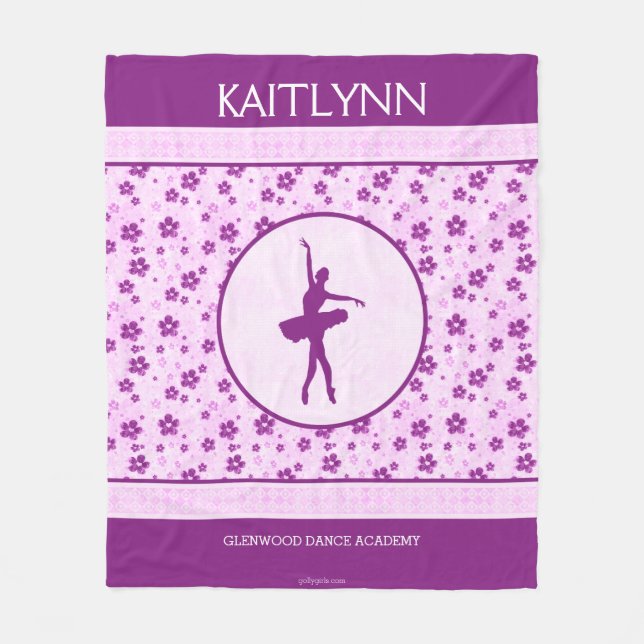 Couverture Polaire Danseur classique personnalisé Purple Heart floral (Devant)
