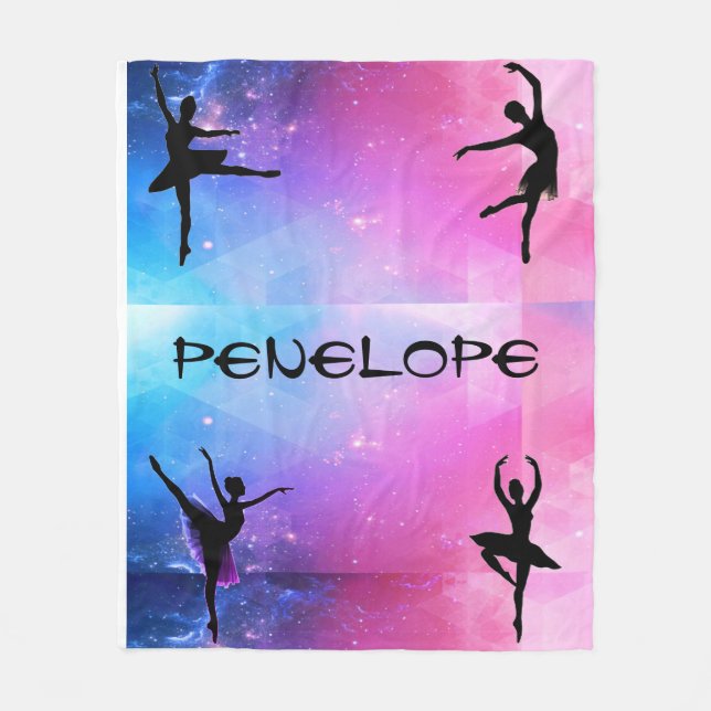 Couverture Polaire Danseurs Bleu et rose Abstrait Ballerina Blanket (Devant)