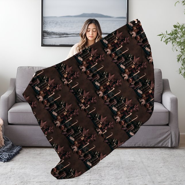 Couverture Polaire Dark Academia Autumn Books Motif (Dark Academia Autumn Books Pattern Fleece Blanket)
