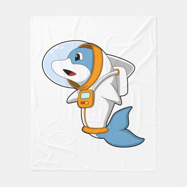 Couverture Polaire Dauphin en astronaute avec costume (Devant)