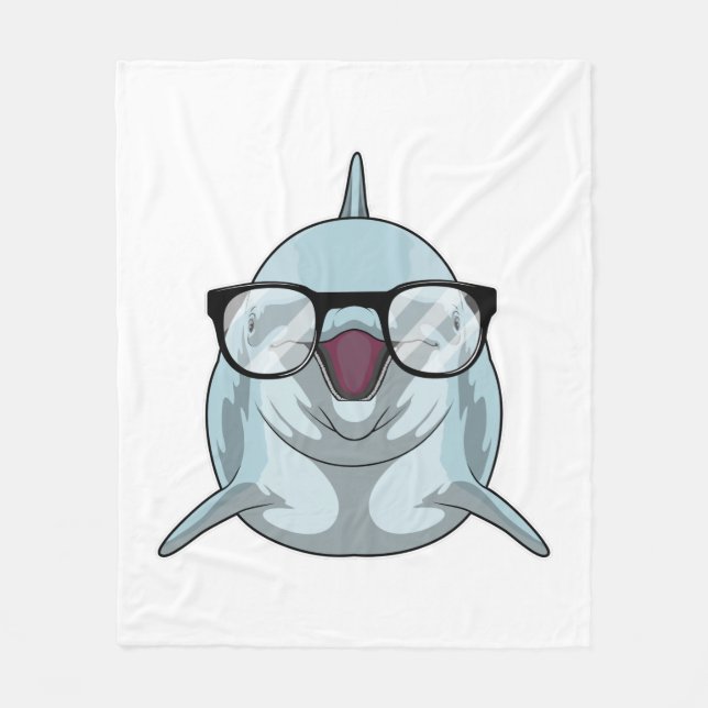 Couverture Polaire Dauphin Nerd avec lunettes (Devant)