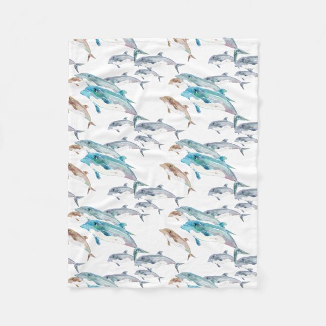 Couverture Polaire Dauphins bleus (Devant)