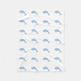 Couverture Polaire Dauphins de bleu d'aquarelle