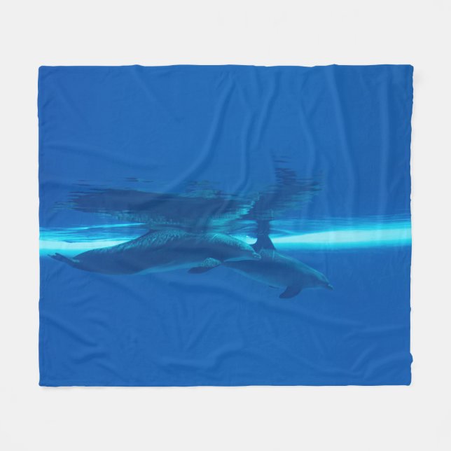 Couverture Polaire Dauphins et réflexions (Devant (Horizontal))