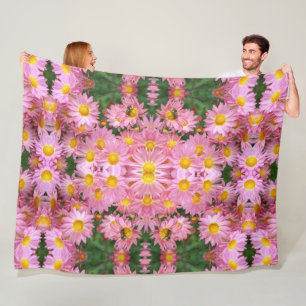 Couverture Polaire De Jolies Marguerites Roses Et Bumble Bee Abstrait