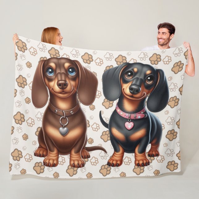Couverture Polaire De mignons amis dachshund (En situation)