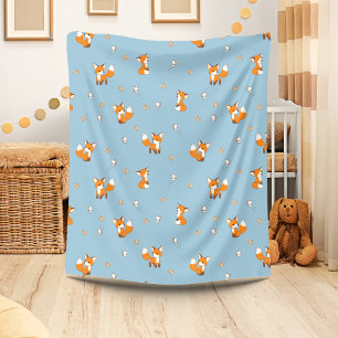 Couverture Polaire De mignons petits renards en bleu