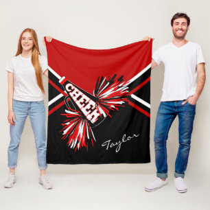 Couverture Polaire 📣 de Pom-pom girl - Rouge, Noir, Blanc