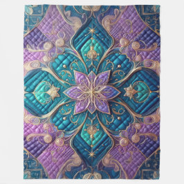 Couverture Polaire Décor bleu turquoise pourpre doré