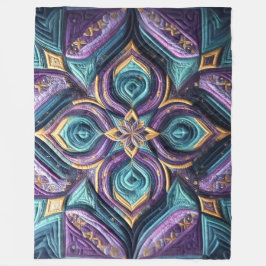 Couverture Polaire Décor bleu turquoise pourpre doré
