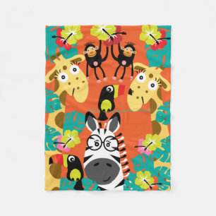 Couverture Polaire Décor d'animaux de la jungle de pépinière