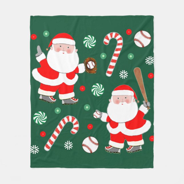 Couverture Polaire Décor de Noël de baseball amusant (Devant)