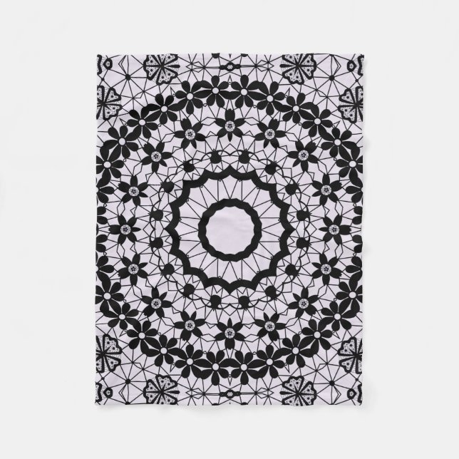Couverture Polaire Décor en dentelle noir gris sans charme (Devant)