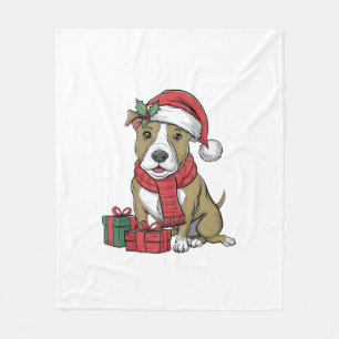 Couverture Polaire Décoration de fête de Noël Pitbull américain Terri