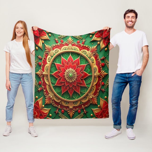 Couverture Polaire Decorative Red Green Fleece Blanket (En situation)