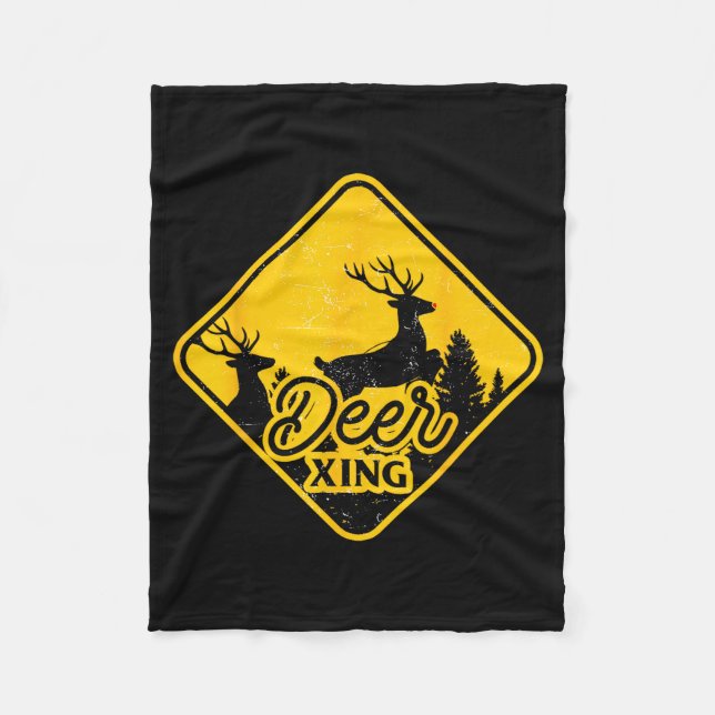 Couverture Polaire Deer Crossing Sign Christmas Xing Reindeer Funny M (Devant)