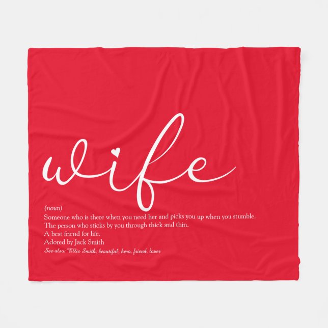 Couverture Polaire Définition de femme mariée Script Amour Cœur Rouge (Devant (Horizontal))