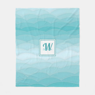 Couverture Polaire Dégradé de vague aqua   Motif océan moderne