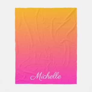 Couverture Polaire dégradé jaune et rose ombre