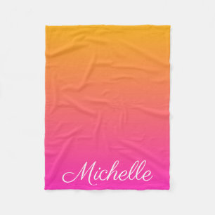 Couverture Polaire dégradé jaune et rose ombre