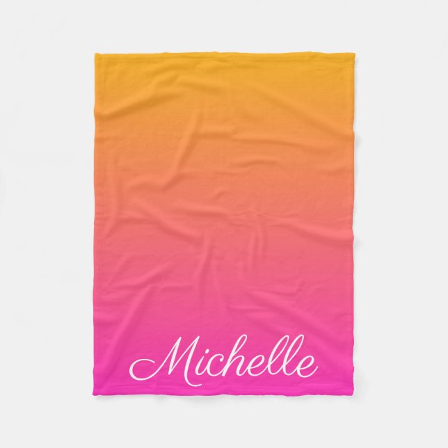 Couverture Polaire dégradé jaune et rose ombre (Devant)