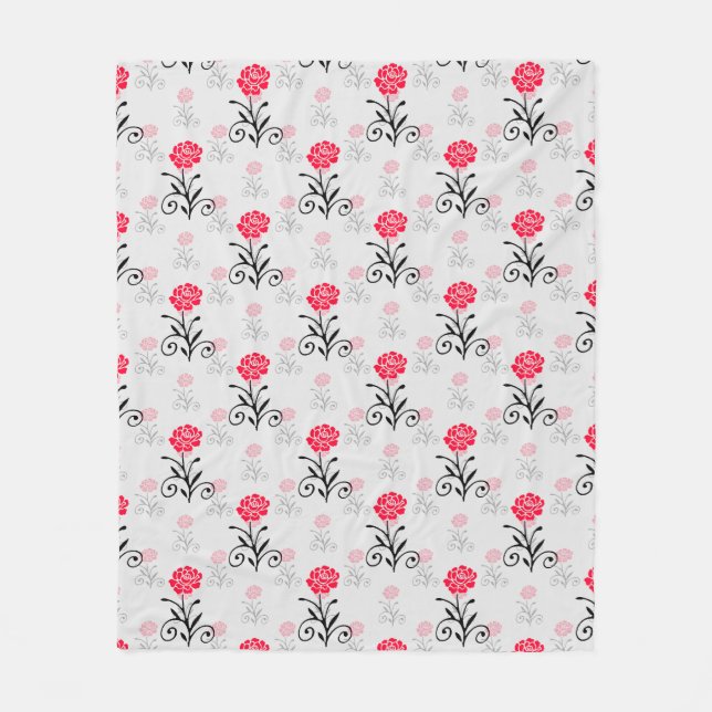 Couverture Polaire Délicat Motif floral rouge (Devant)