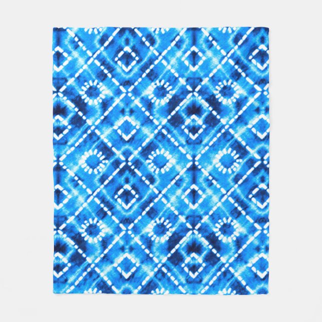 Couverture Polaire Denim blue tie die texture repeat modern pattern (Devant)