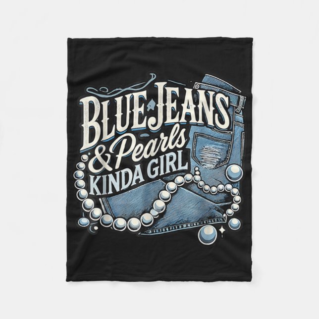 Couverture Polaire Denim Fabric Bleu Jeans Perles Jeans maigre Lover (Devant)