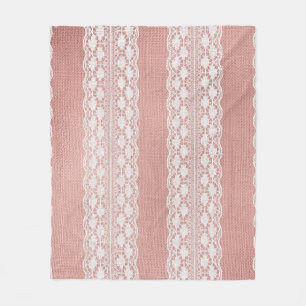 Couverture Polaire Dentelle blanc cassé sur Rose métallique en tissu 
