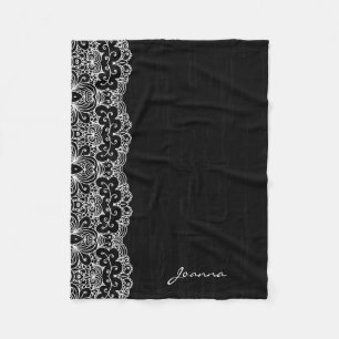 Couverture Polaire Dentelle florale blanche