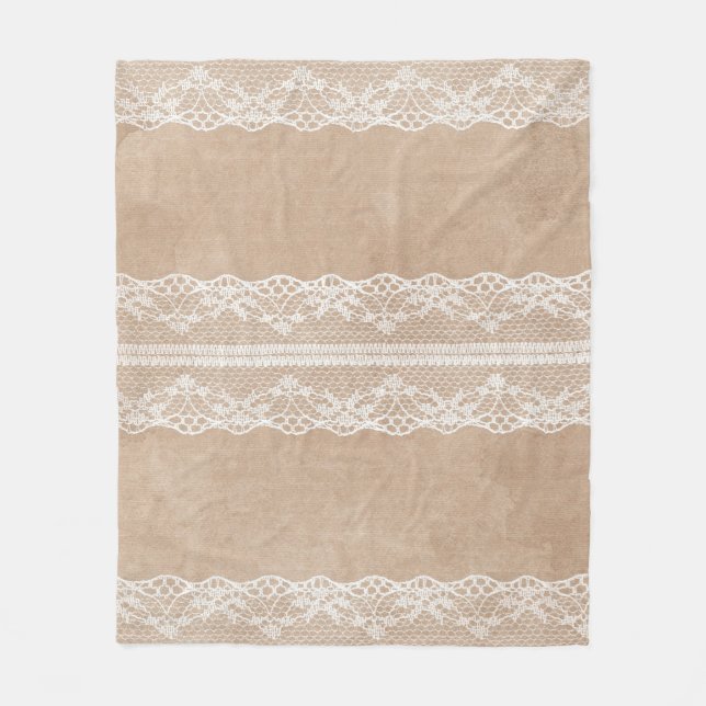 Couverture Polaire Dentelle off-blanc sur texture papier Vintage avec (Devant)