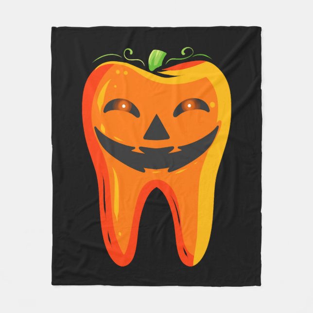 Couverture Polaire Dentistes Citrouille dentaire Halloween (Devant)