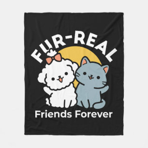 Couverture Polaire Des amis vrais pour toujours   Cute Cat & Chien Du