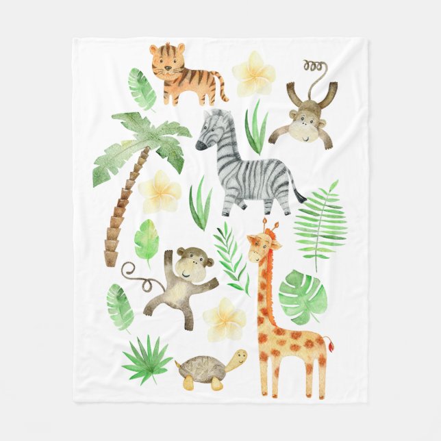 Couverture Polaire Des animaux Safari pour les enfants. (Devant)