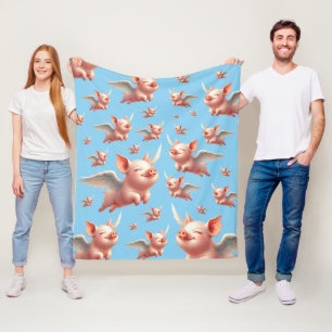 Couverture Polaire Des cochons mignons qui volent béatiment dans le c