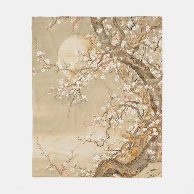 Couverture Polaire Des fleurs de prunes japonaises sur la lune de So  (Devant)