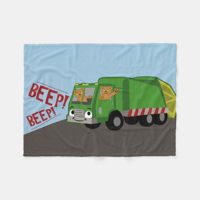 Couverture Polaire Des ours conduisant un camion d'ordures (Devant (Horizontal))